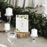 White and Gold Watercolor Floral Personalized Table Number