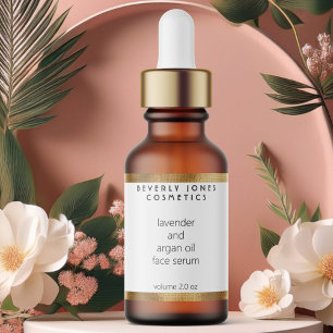 White and Gold Waterproof Cosmetics Dropper Bottle Labels