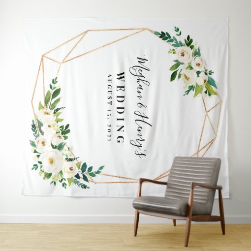 White And Gold Wedding Backdrop, Photo Booth Prop | Zazzle