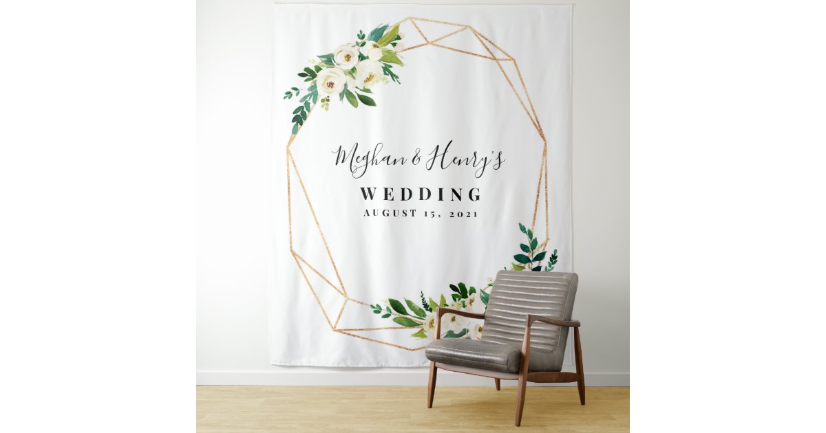 White And Gold Wedding Backdrop, Photo Booth Prop