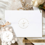 White and Gold Wedding Envelope Seal / Favor<br><div class="desc">Elegant white and gold wedding sticker, great for envelope seal of favor label. Ability to add any message you like on top and bottom outer rim, great for couple's names and address for envelope seal, or for thank you message and date for favors. Center with couple's initials with "and" in...</div>