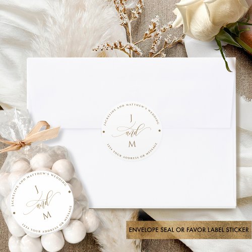 White and Gold Wedding Envelope Seal  Favor