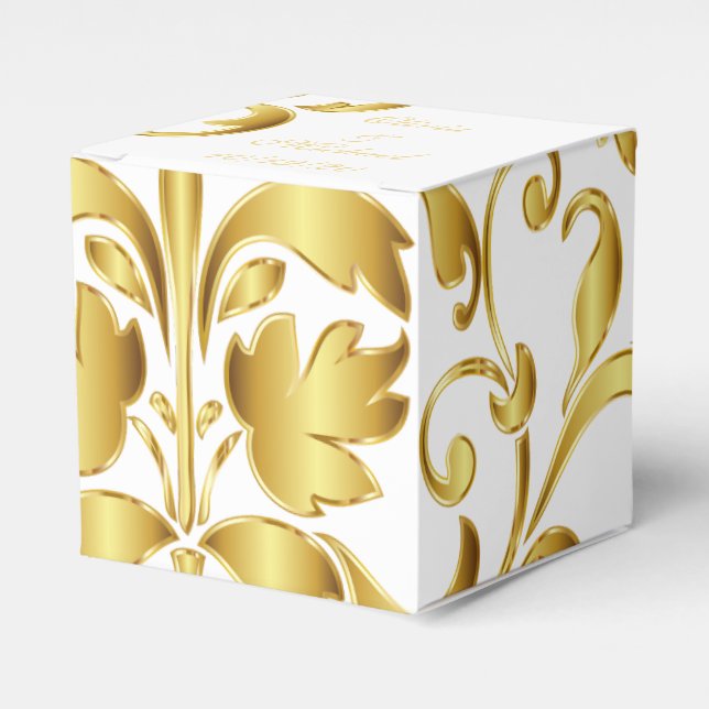 White and Gold Wedding Favors Box (Front Side)