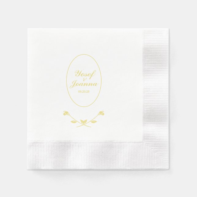 White and Gold Wedding Napkins (Front)