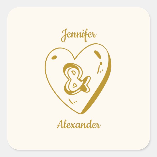 White and Gold Wedding Sticker (Front)