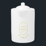 White and Gold Wedding Teapot<br><div class="desc">Create personalized wedding memento teapot featuring the wedding couple and the date of the wedding ceremony. Features a rose design in white and gold. Just add your desired names and date. Use the template to personalize.</div>