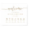White and Gold Wedding Welcome Sign with Timeline
