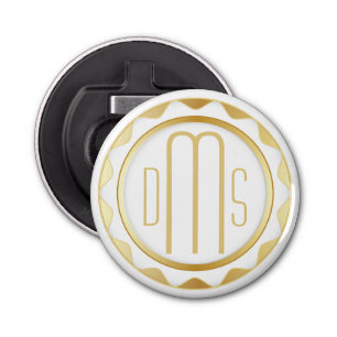 White and Gold with Monogram Bottle Opener