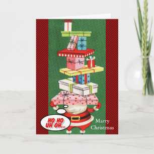 White and Golden Ball With Snow Merry Christmas Ho Holiday Card