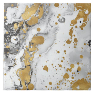 White And Golden Cozy Christmas Ceramic Tile