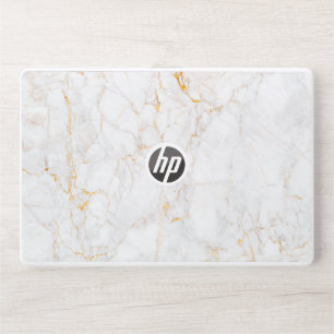 White and Golden Marbel Hp laptop Skin