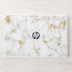 White and Golden Marbel Hp laptop skins,HP Laptop  Skin