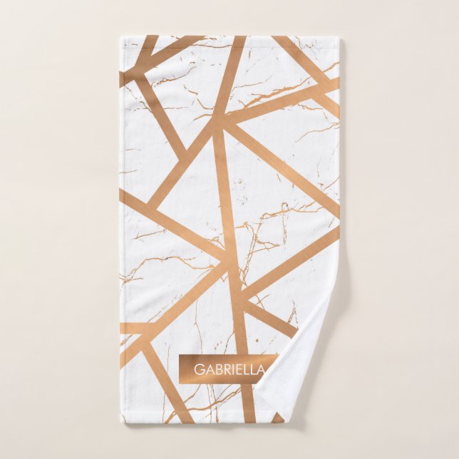 White and Golden Marble Bath Towel Set (Hand Towel)