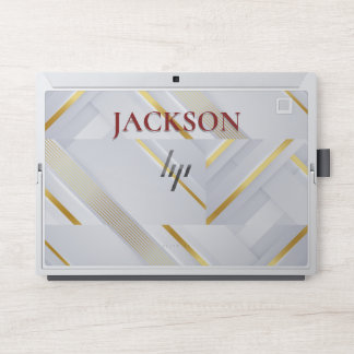 white and golden marble HP laptop skin