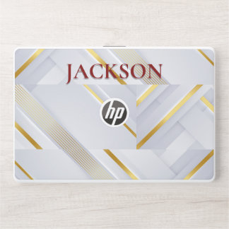 white and golden marble HP laptop skin