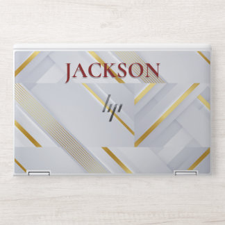 white and golden marble HP laptop skin