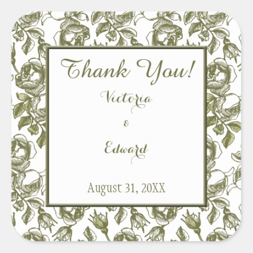 White and Golden Roses Custom Thank You Stickers