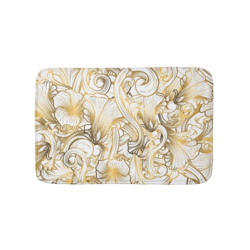 White And Golden Swirls Bath Mat