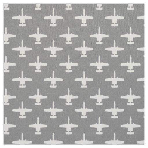 White and Gray A-10 Warthog Attack Jet Pattern Fabric