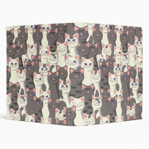 White and gray cats pattern 3 ring binder