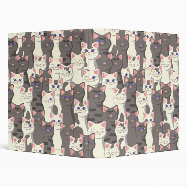 White and gray cats pattern 3 ring binder (Background)