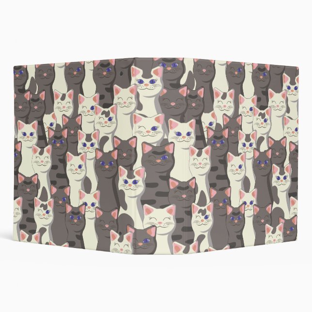 White and gray cats pattern 3 ring binder (Background)