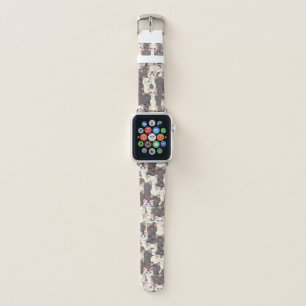 White and gray cats pattern apple watch band