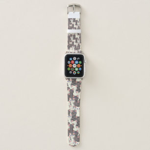 White and gray cats pattern apple watch band