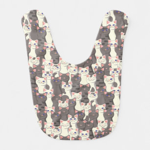 White and gray cats pattern baby bib