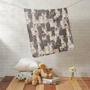 White and gray cats pattern baby blanket