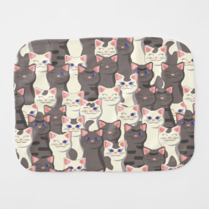 White and gray cats pattern baby burp cloth