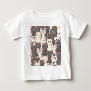 White and gray cats pattern baby T-Shirt