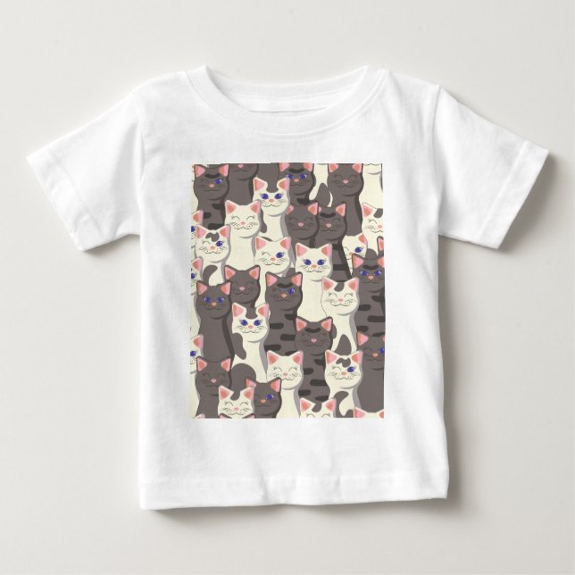 White and gray cats pattern baby T-Shirt (Front)