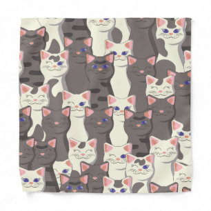 White and gray cats pattern bandana