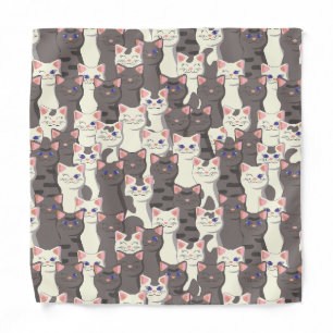 White and gray cats pattern bandana