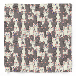White and gray cats pattern bandana