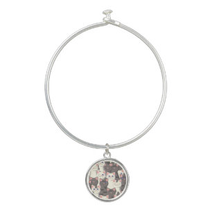 White and gray cats pattern bangle bracelet