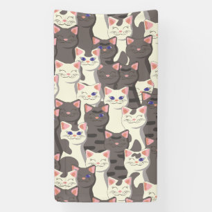 White and gray cats pattern banner