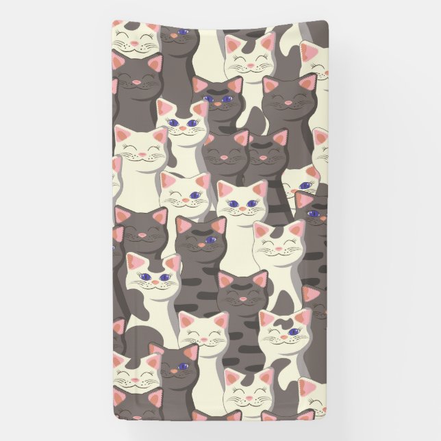 White and gray cats pattern banner (Vertical)