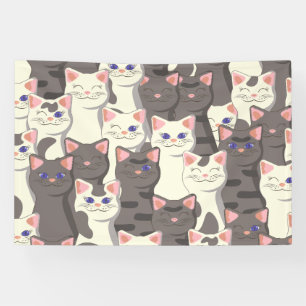 White and gray cats pattern banner