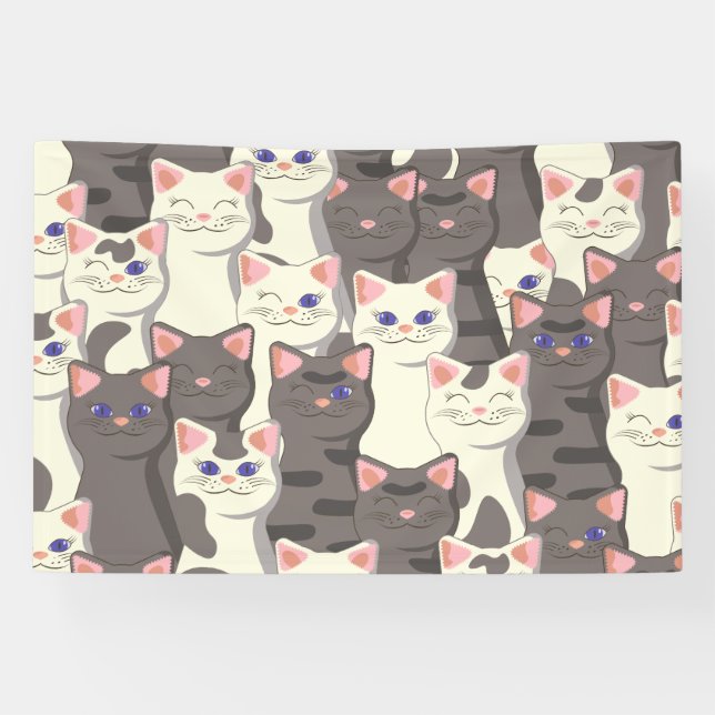 White and gray cats pattern banner (Horizontal)