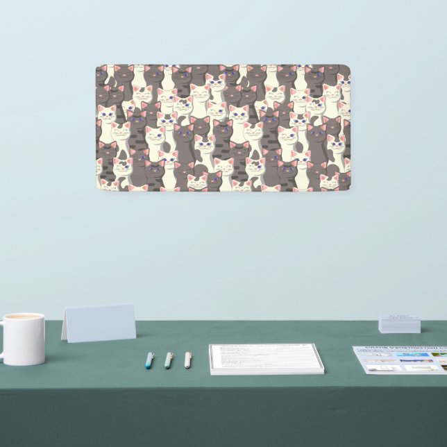 White and gray cats pattern banner (Tradeshow)