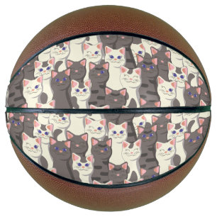 White and gray cats pattern basketball