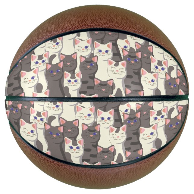 White and gray cats pattern basketball (Front)