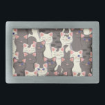 White and gray cats pattern belt buckle<br><div class="desc">Seamless pattern with white,  gray,  stripped tabby and spotted cats</div>