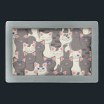 White and gray cats pattern belt buckle<br><div class="desc">Seamless pattern with white,  gray,  stripped tabby and spotted cats</div>