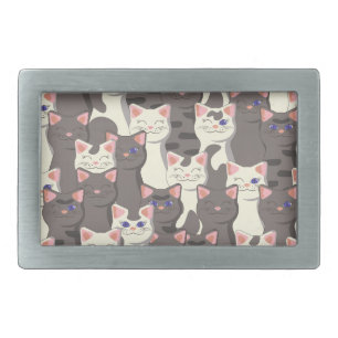 White and gray cats pattern belt buckle