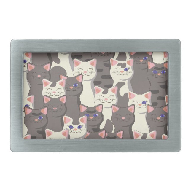 White and gray cats pattern belt buckle (Front)