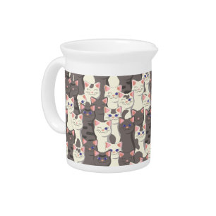 White and gray cats pattern beverage pitcher
