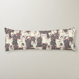 White and gray cats pattern body pillow